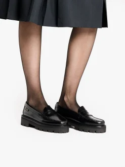 Women G.H.BASS Weejuns Super Lug Penny Loafers Leather