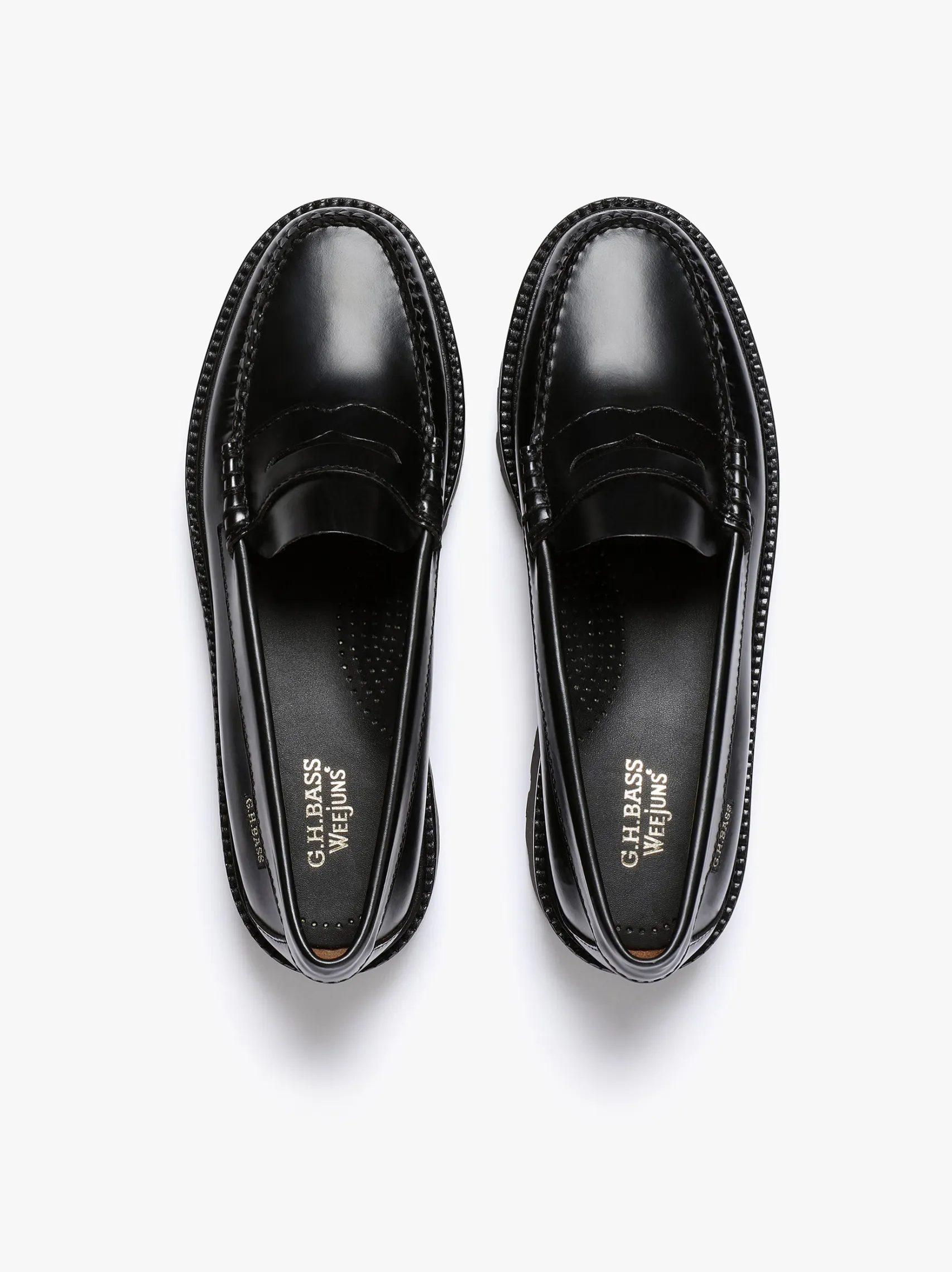Women G.H.BASS Weejuns Super Lug Penny Loafers Leather
