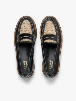 Women G.H.BASS Weejuns Super Lug Whitney Penny Loafers Leather