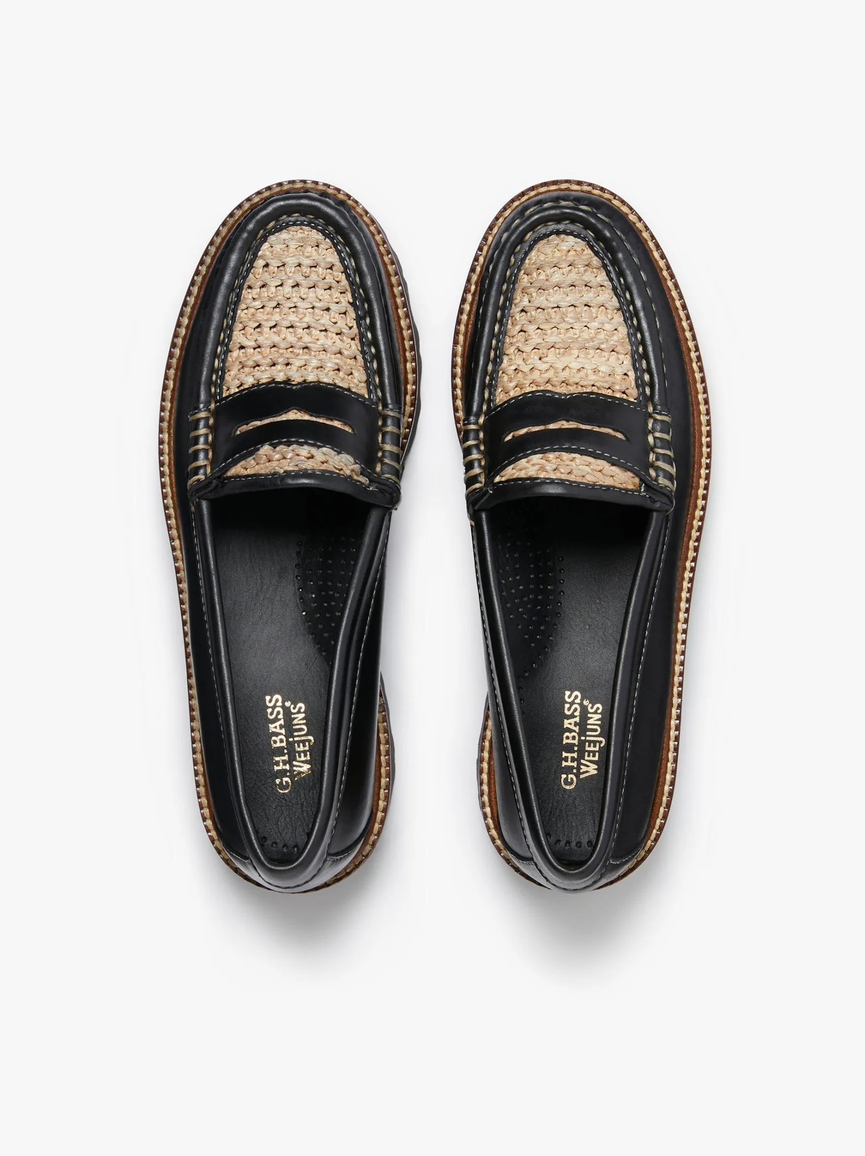 Women G.H.BASS Weejuns Super Lug Whitney Penny Loafers Leather