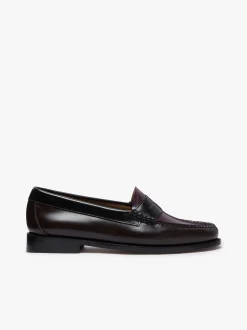 Women G.H.BASS Weejuns Tricolour Penny Loafers Dark Brown, Black & Plum Leather