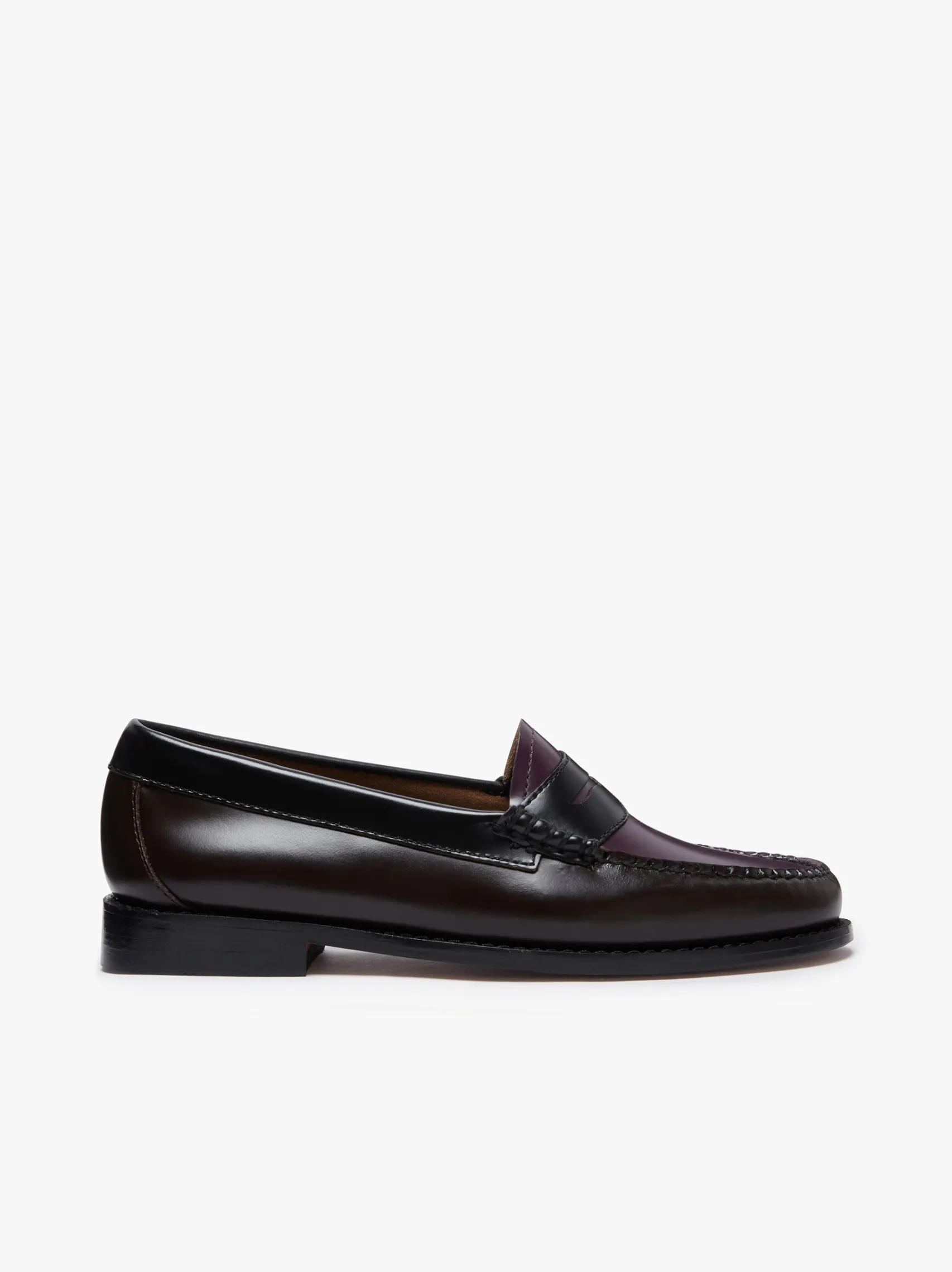 Women G.H.BASS Weejuns Tricolour Penny Loafers Dark Brown, Black & Plum Leather
