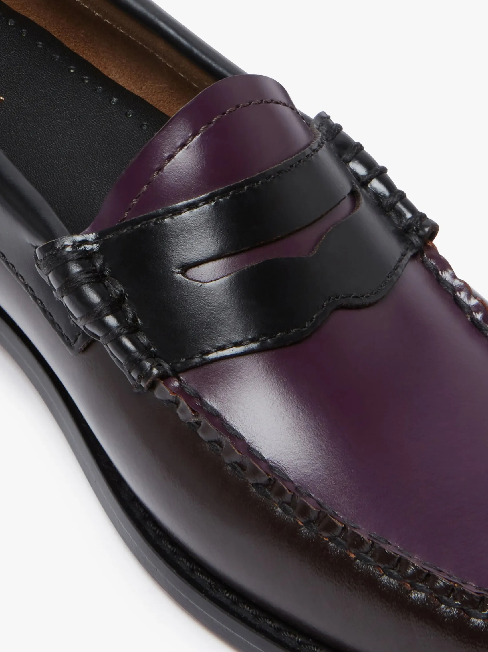 Women G.H.BASS Weejuns Tricolour Penny Loafers Dark Brown, Black & Plum Leather