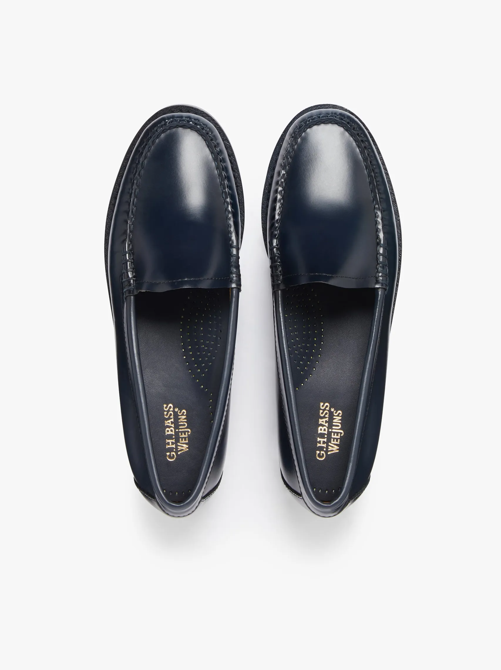Women G.H.BASS Weejuns Venetian Loafers Navy Leather