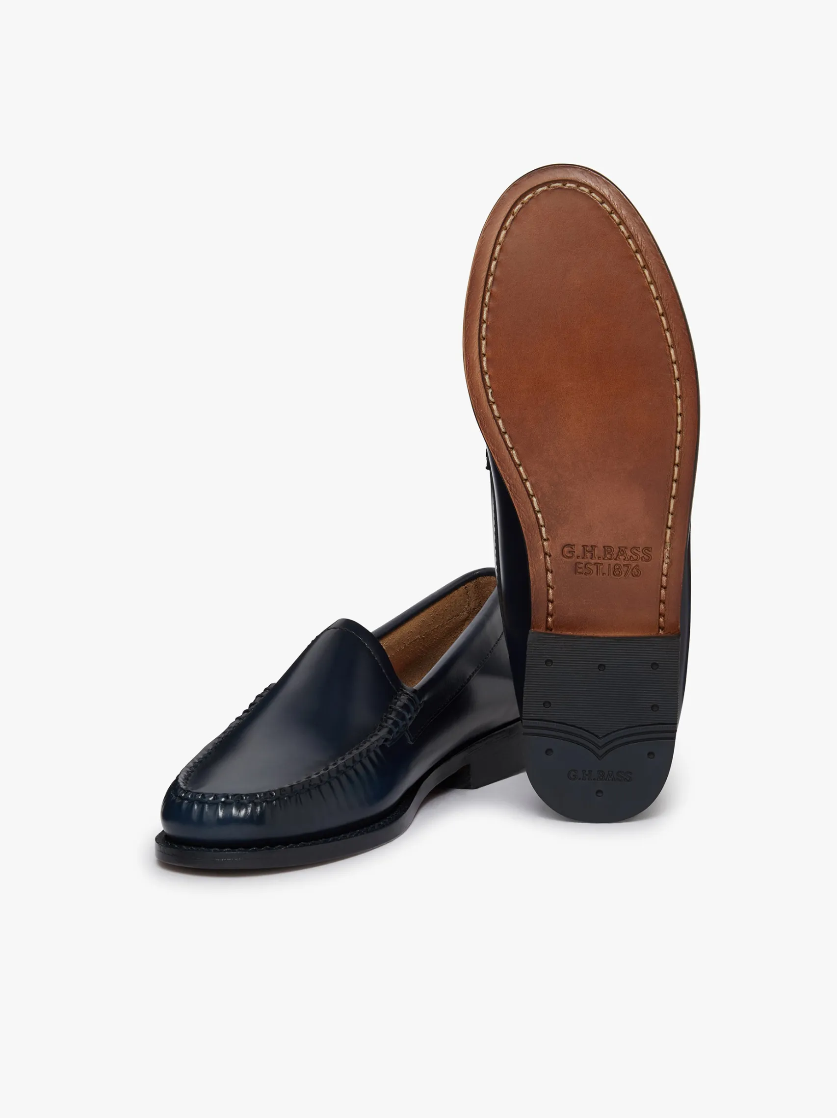 Women G.H.BASS Weejuns Venetian Loafers Navy Leather