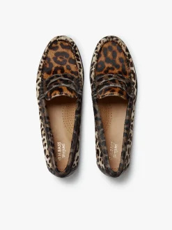 Women G.H.BASS Whitney Leopard Penny Loafers Dark Tan Leather with Leopard Print